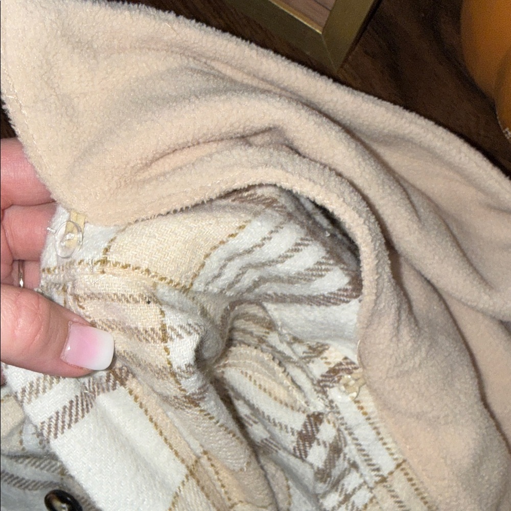 Plaid Button-Up Jacket with Hood - Picture 2 of 2